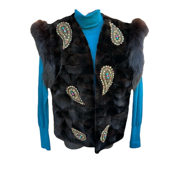 ANDRIENNE LANDAU vintage very dark brown fur vest, size s/m - Picture 1 of 11